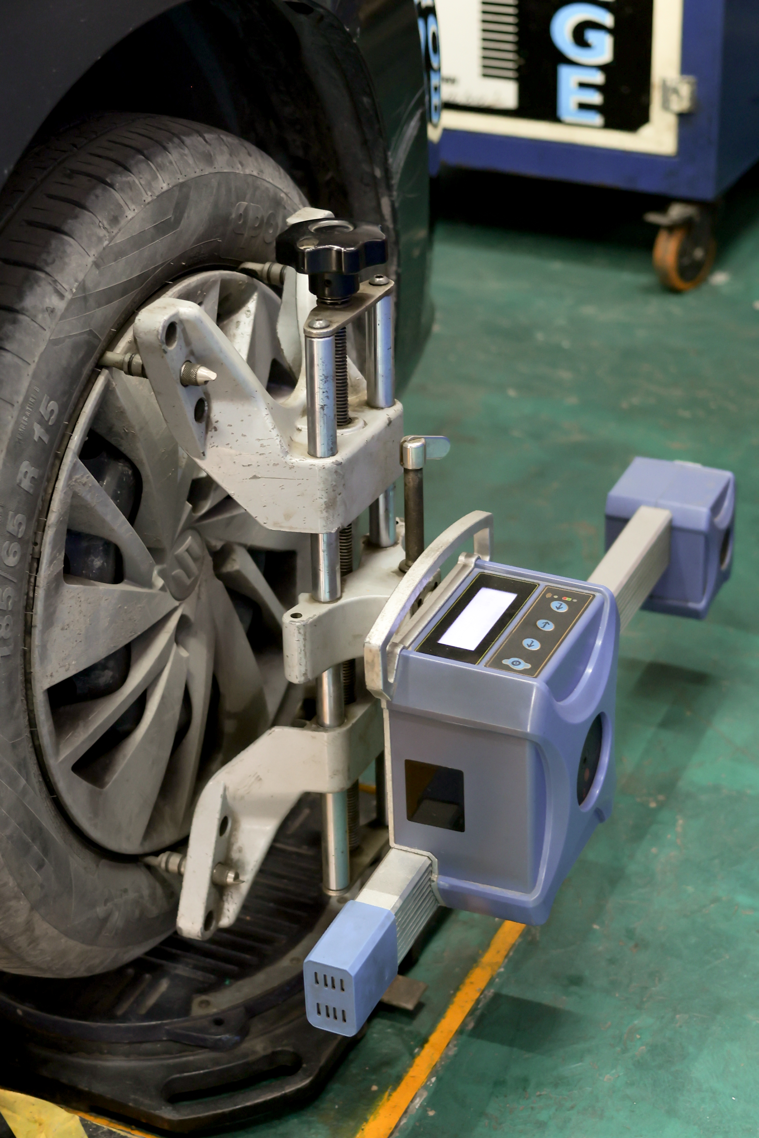 Technician checking engine